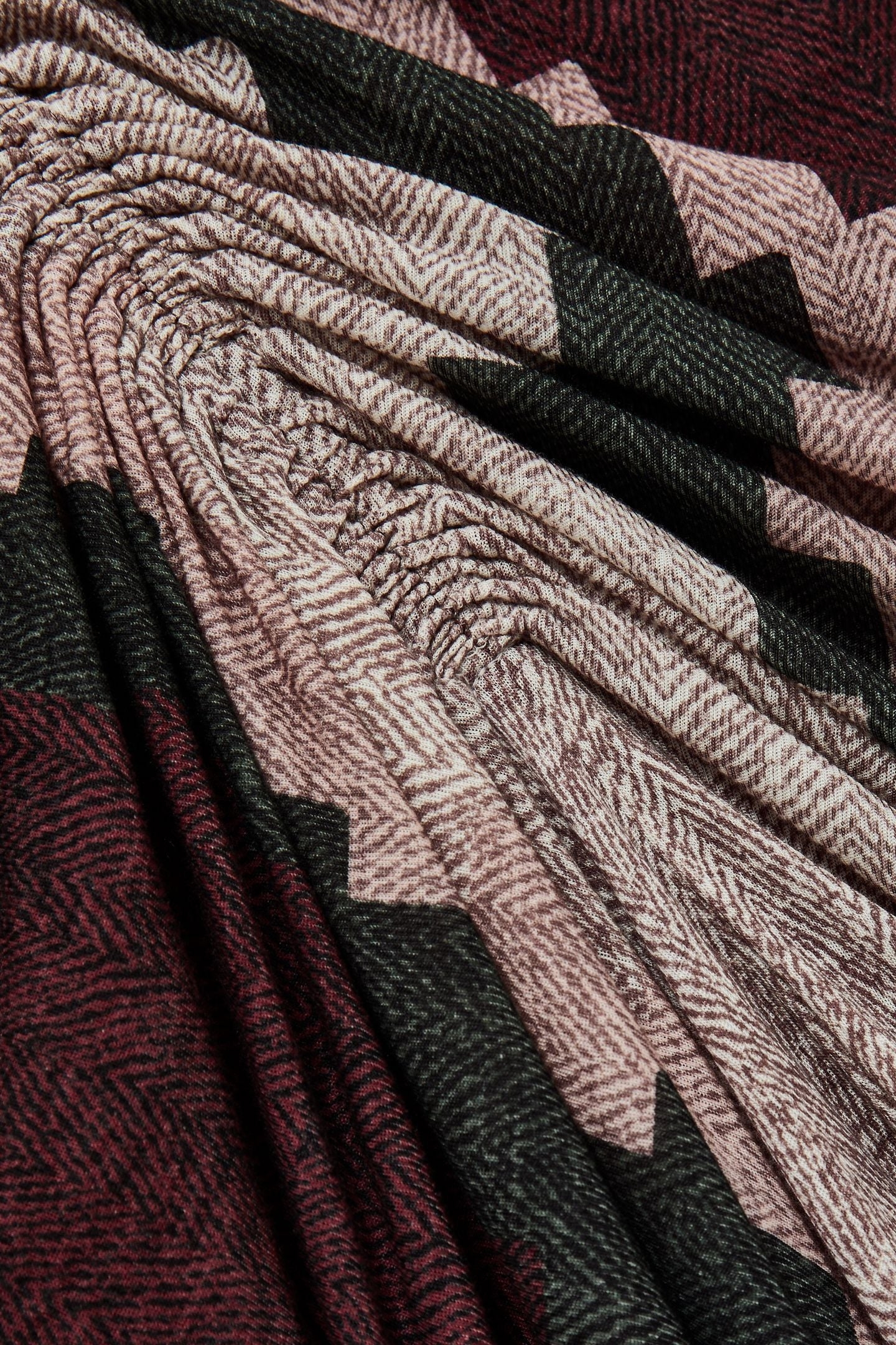 PRINTED RUCHED JERSEY DRESS BURGUNDY 5