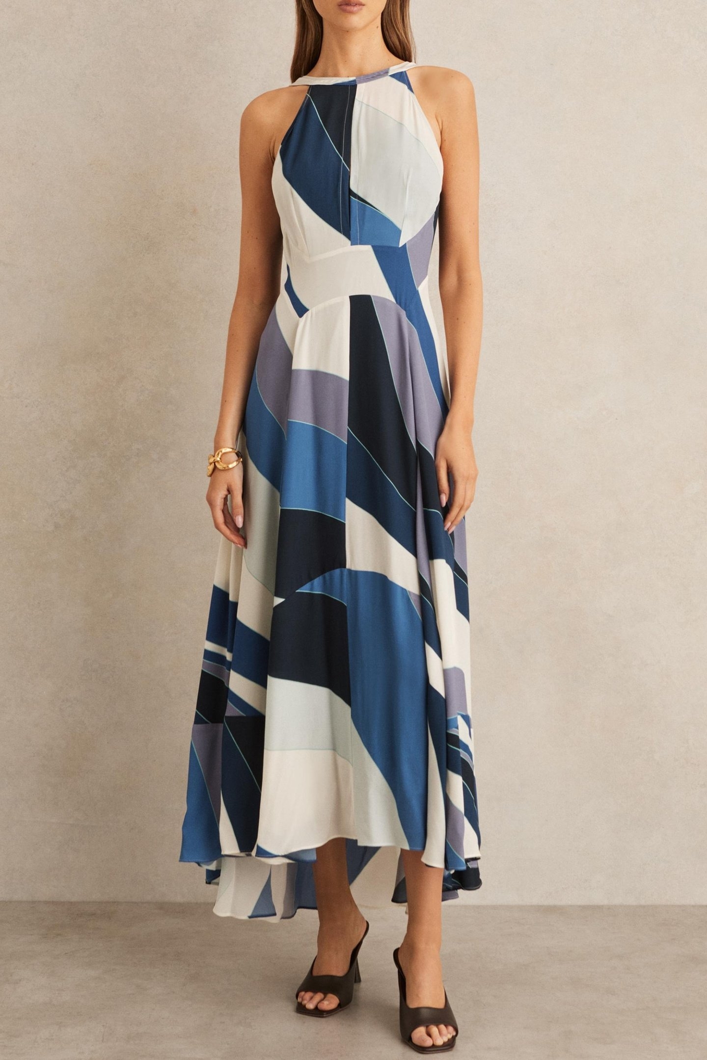 STRIPE MAXI OCCASION DRESS BLUE 1