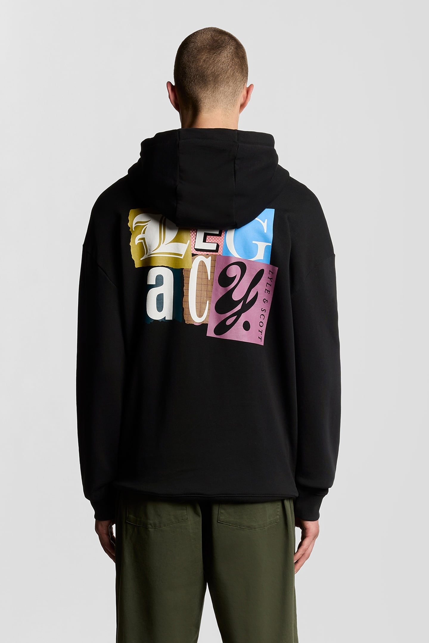 PAPER LETTERS GRAPHIC HOODIE JET BLACK 3