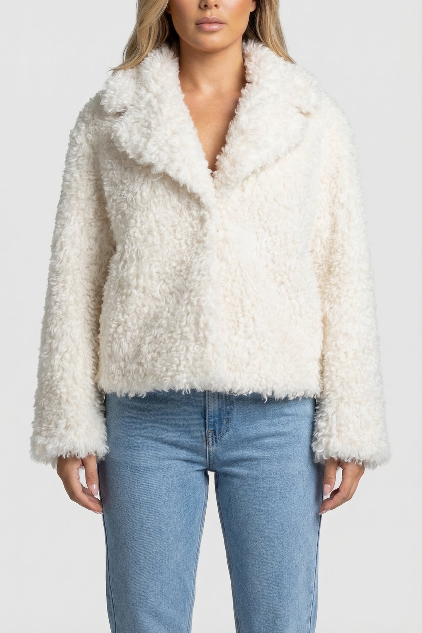 MARCIANO BY GUESS MARGOT SHORT FAUX FUR MACADAMIA 2