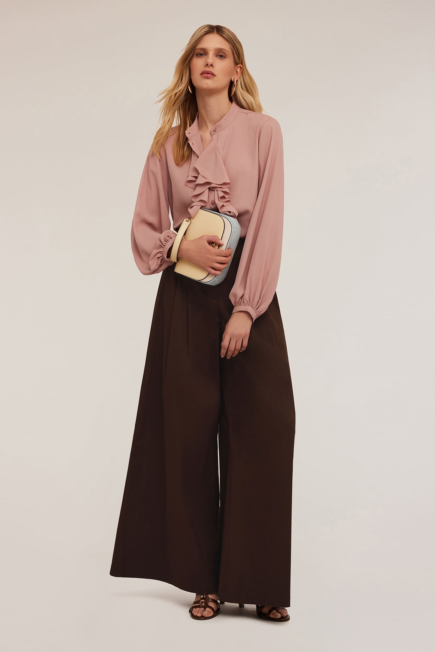 COTTON PALAZZO TROUSERS BROWN 1