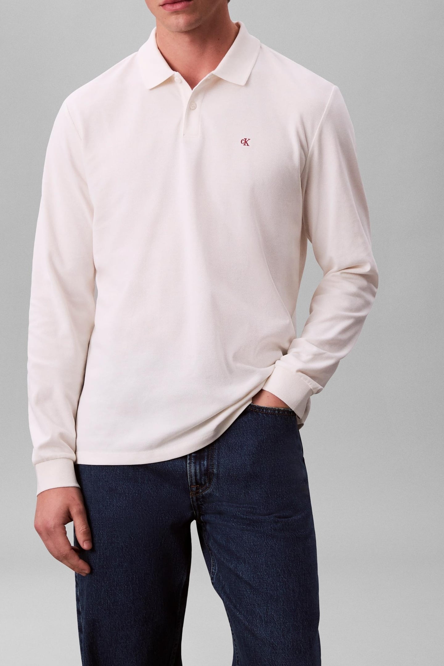 LS CASUAL PIQUE POLO WHITE GREIGE 2
