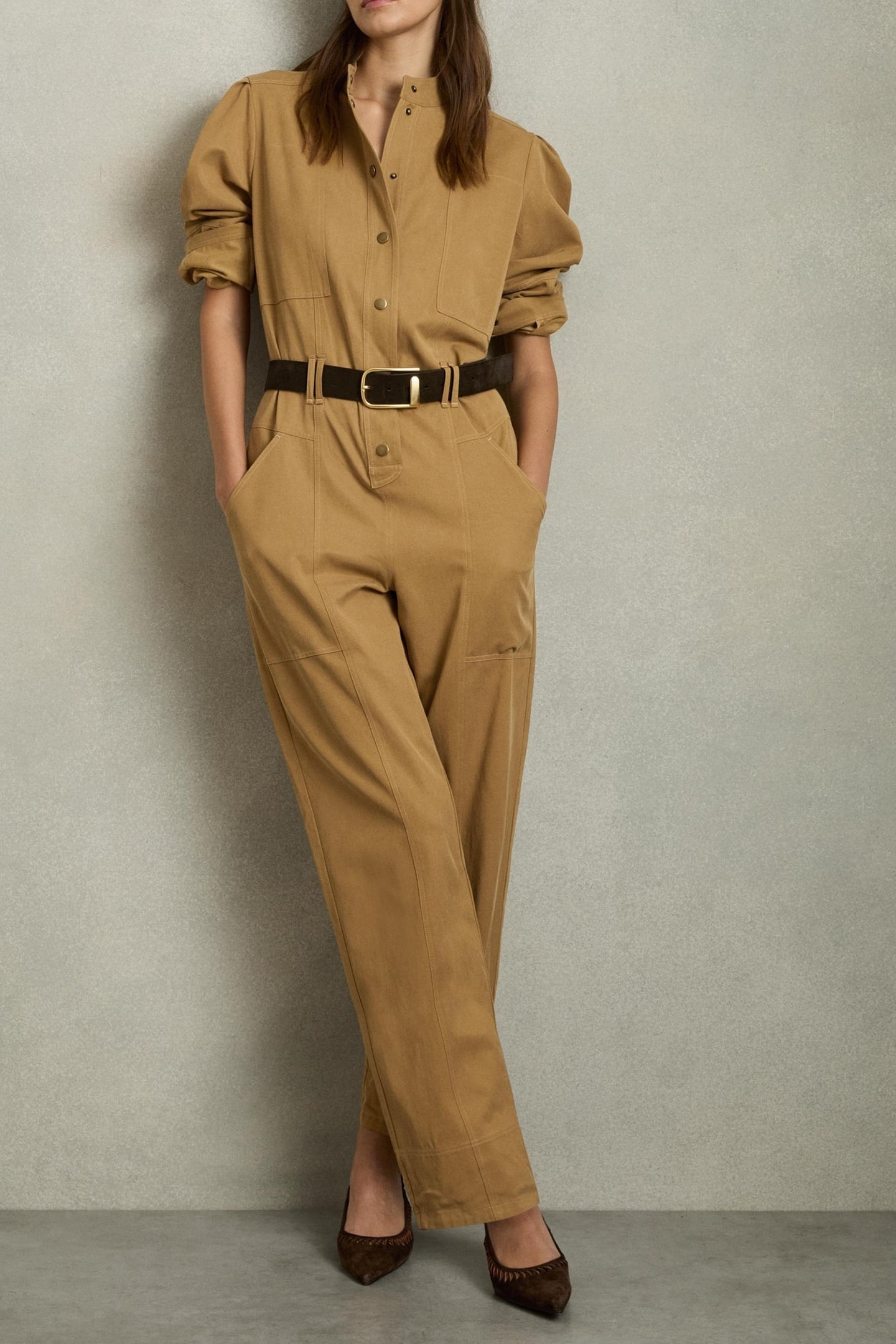 SEAM DETAIL JUMPSUIT CAMEL 1