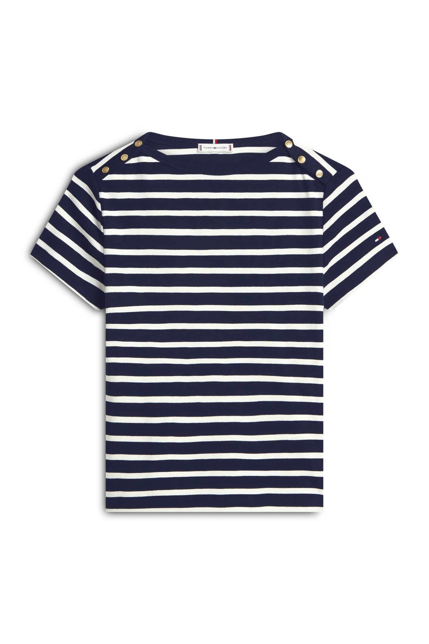 GOLD BUTTON SLIM SS TEE BRETON STRIPE DARK NIGHT/ECRU 4