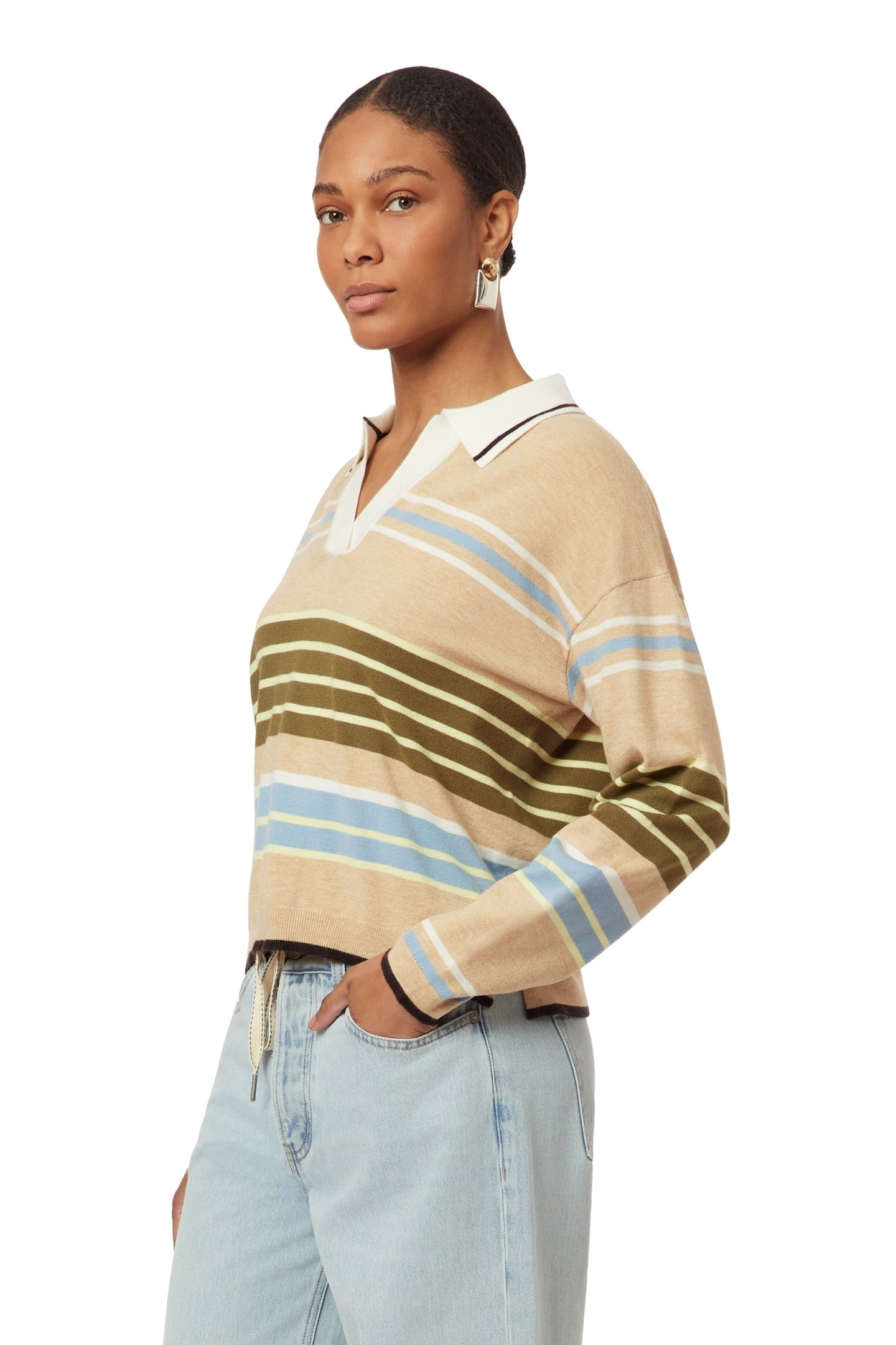 RUGBY PULLOVER OATMEAL HEATHER ENGINEERED STRIPE 5