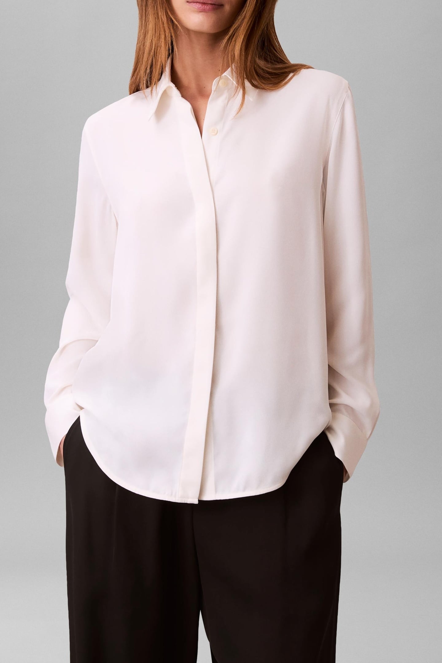 CREPE CLASSIC SHIRT WHITE GREIGE 1