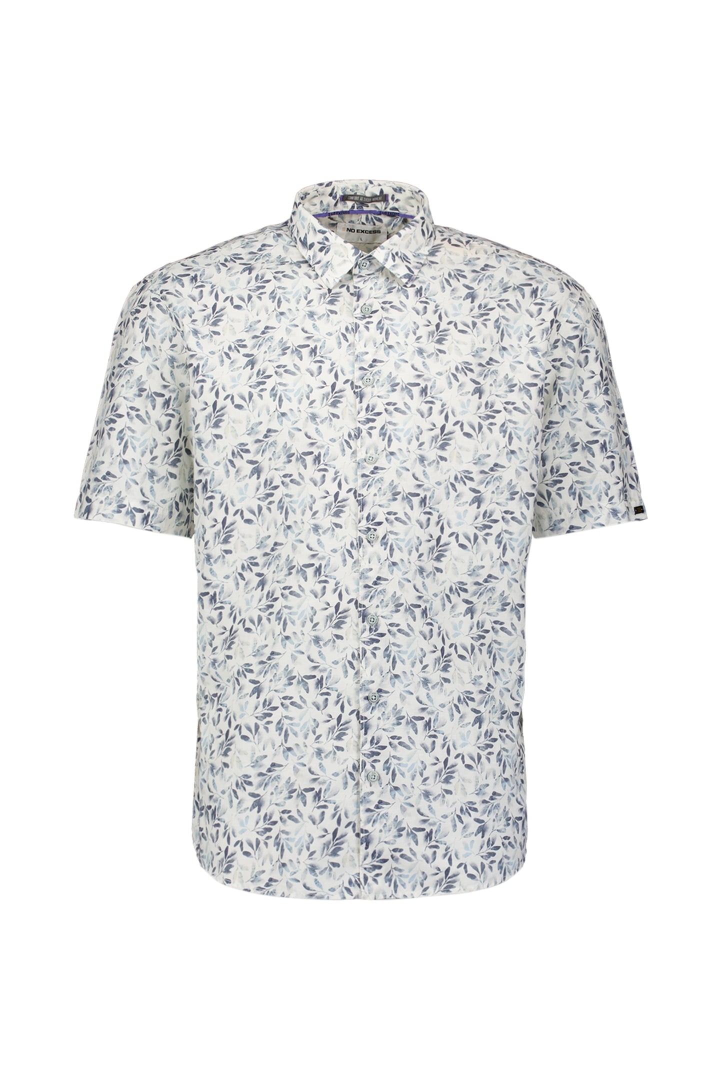 SHIRT SHORT SLEEVE ALLOVER PRINTED SLUB BLUE 1