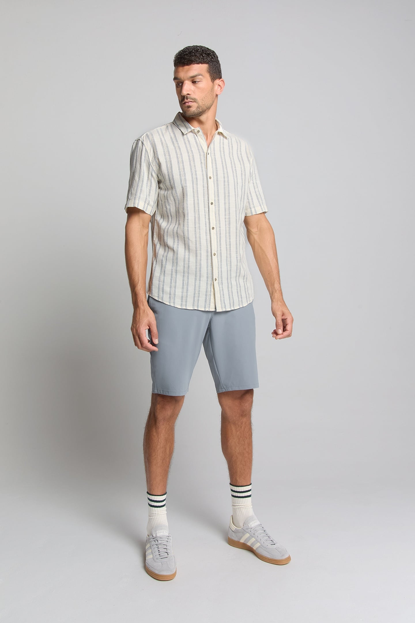 SHIRT SHORT SLEEVE VERTICAL DOBBY STRIPES OFFWHITE 3