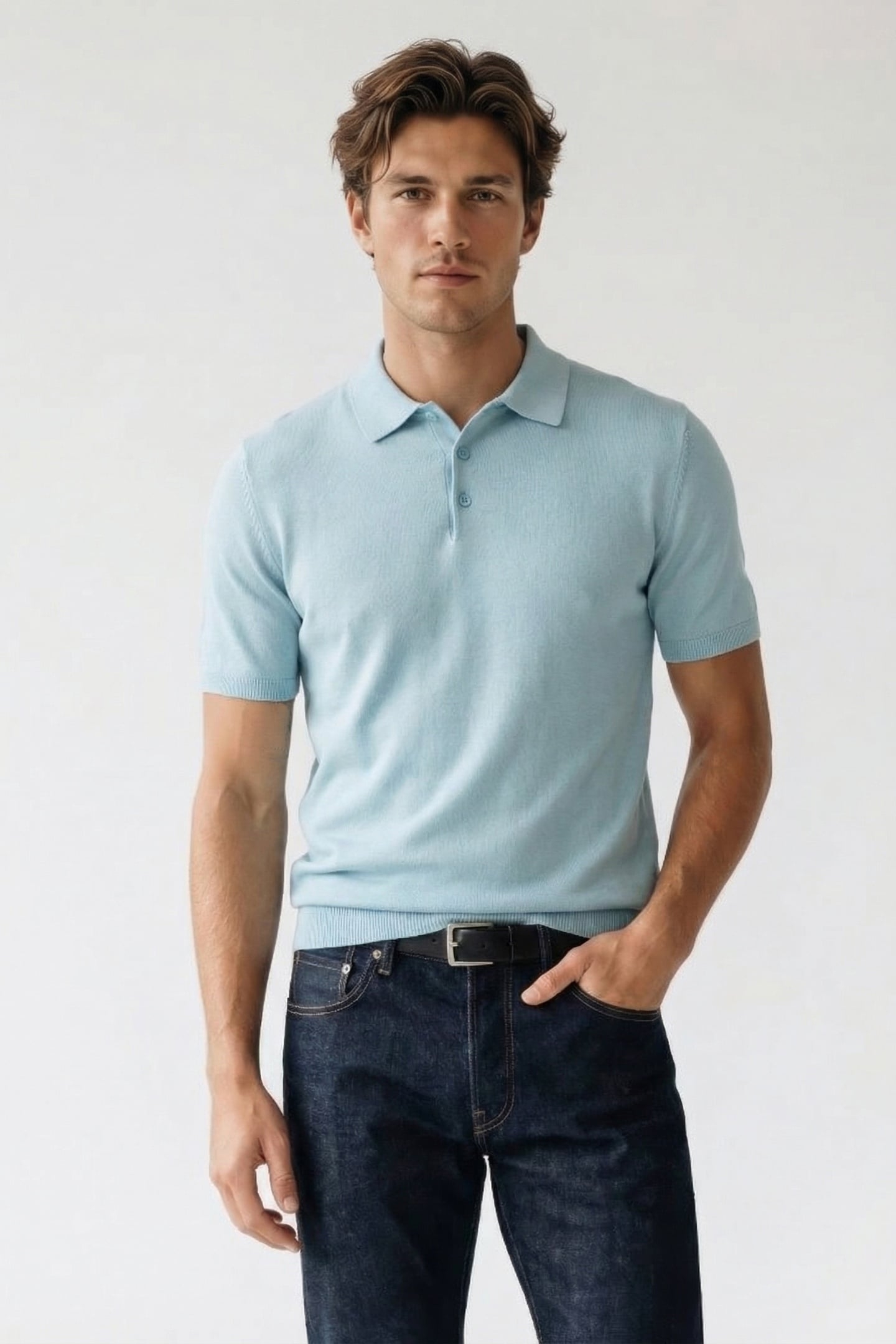 PULLOVER SHORT SLEEVE POLO BUTTON SOLID ICE 1