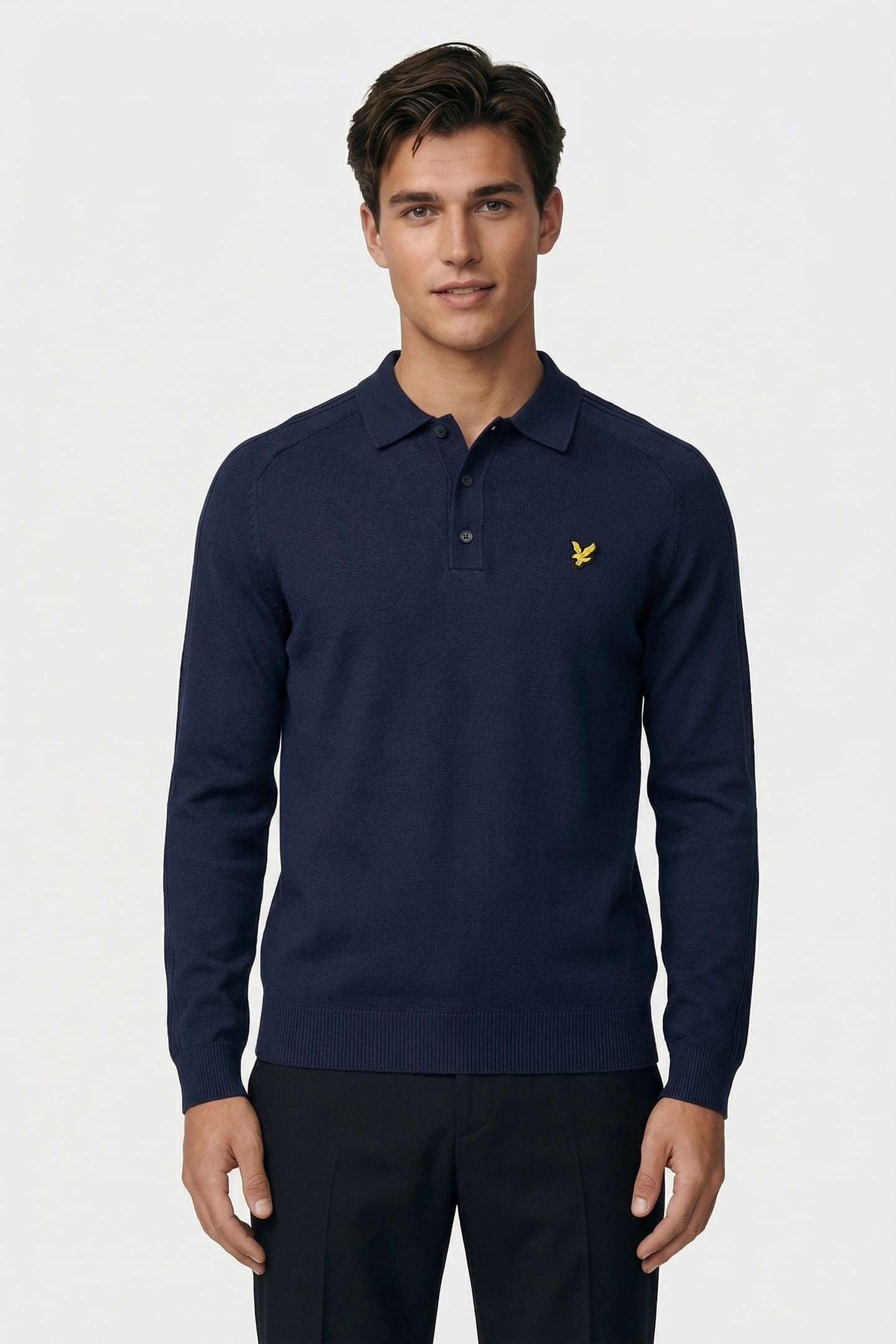 GOLF LONG SLEEVE KNITTED POLO RYDER BLUE 2