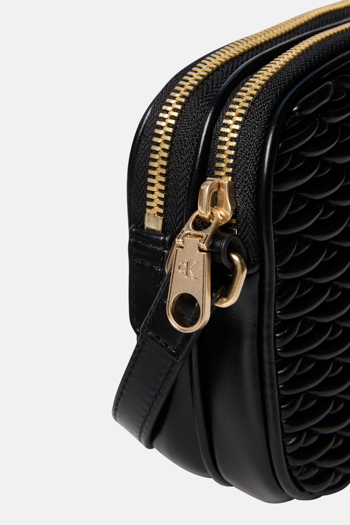 PLEATED DOUBLE ZIP CROSSOVER BAG BLACK 5