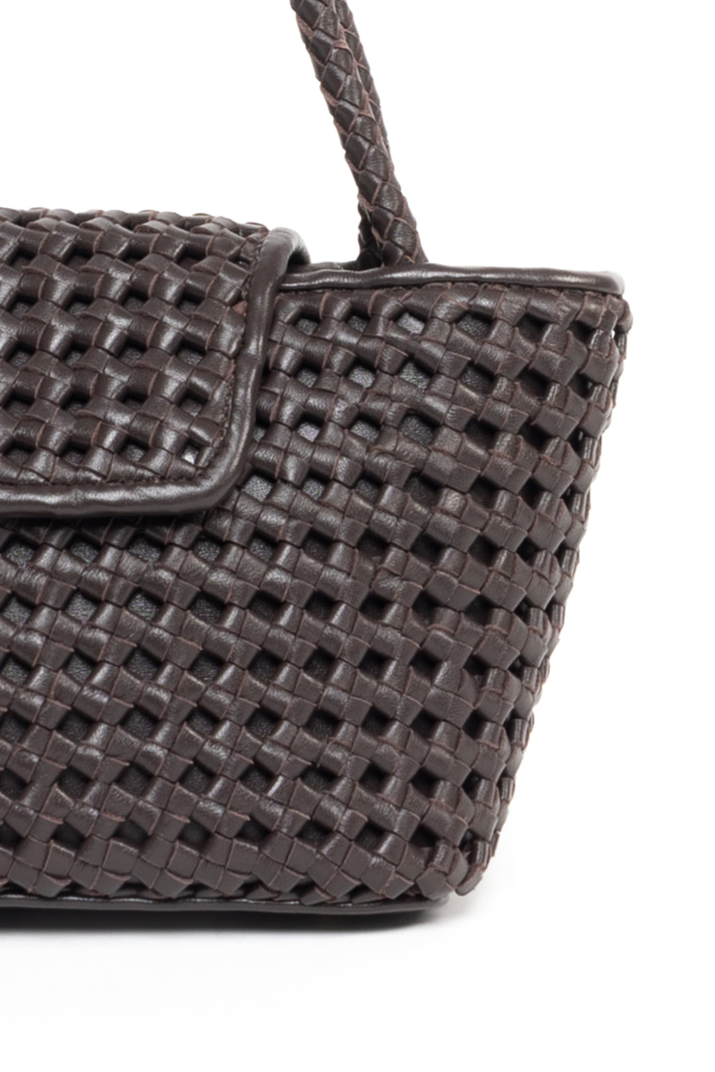 COURRIER TOTE WOVEN LEATHER DARK BROWN 5