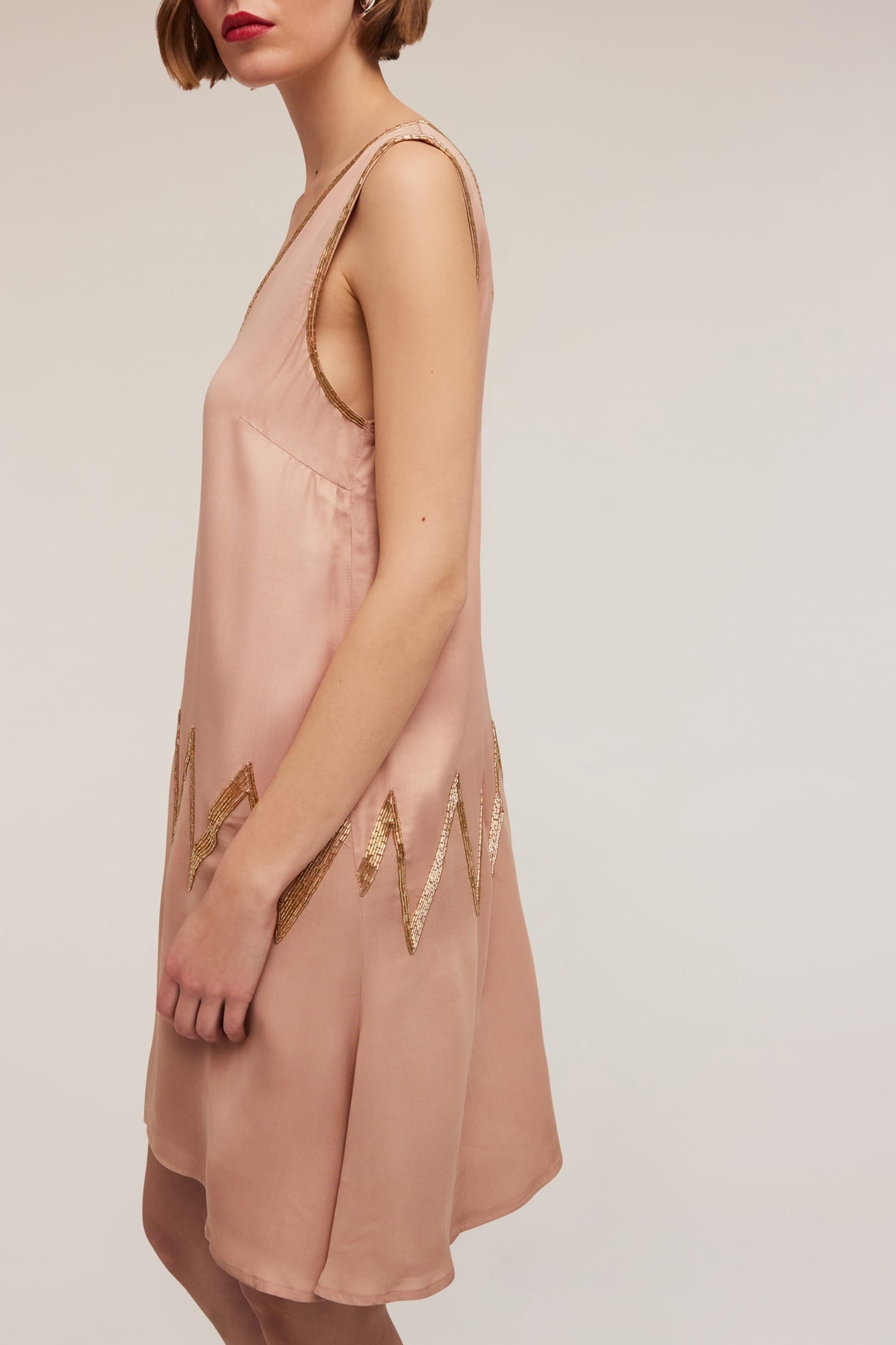 EMBROIDERED VISCOSE SATIN DRESS PINK 3