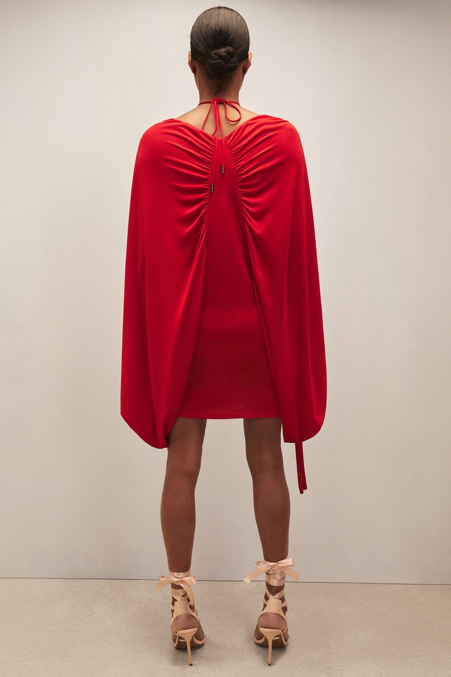 BATWING JERSEY MINI DRESS RED 3