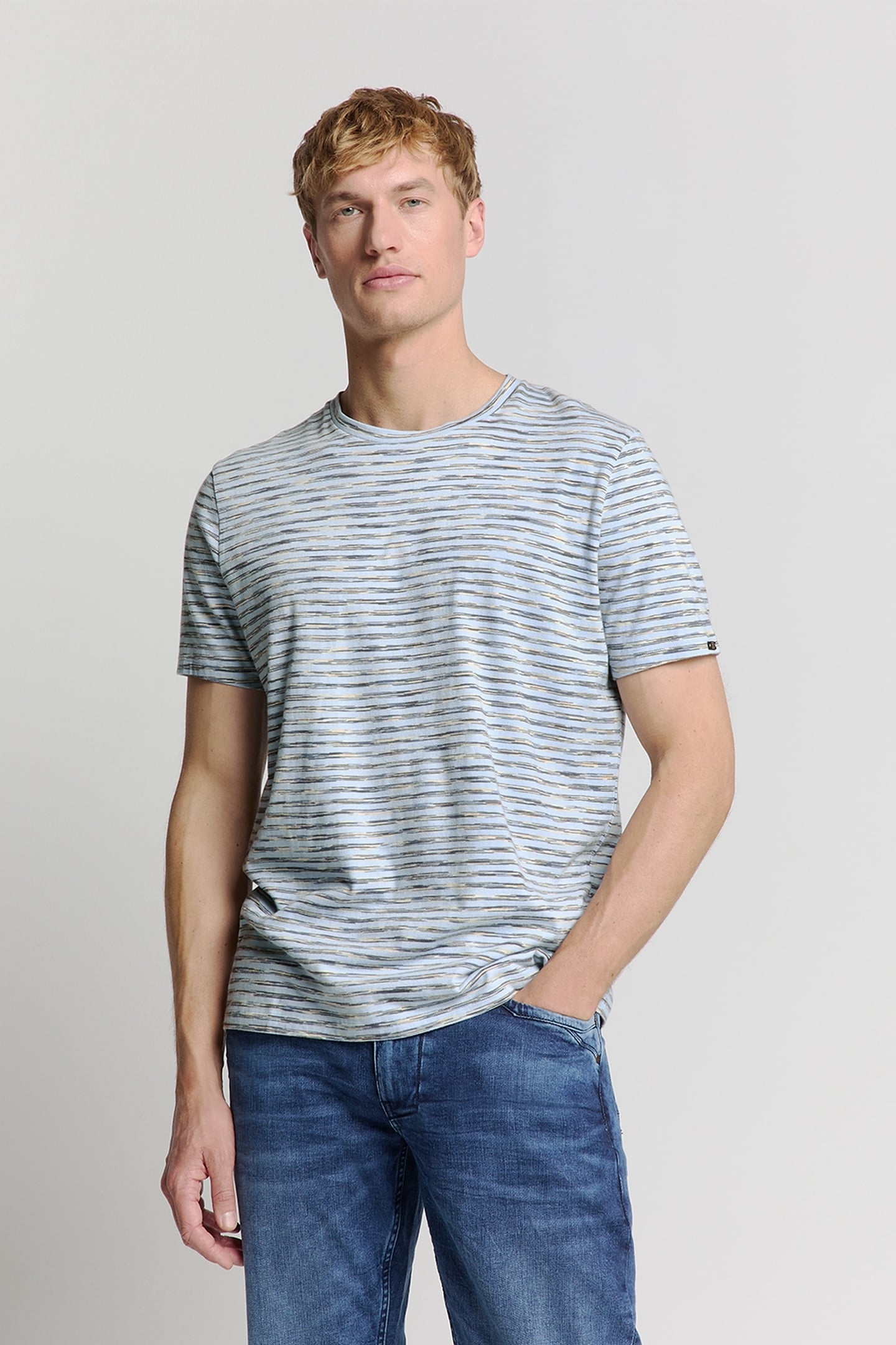 T-SHIRT CREWNECK MULTI COLOURED MELANGE STRIPES SKY 1