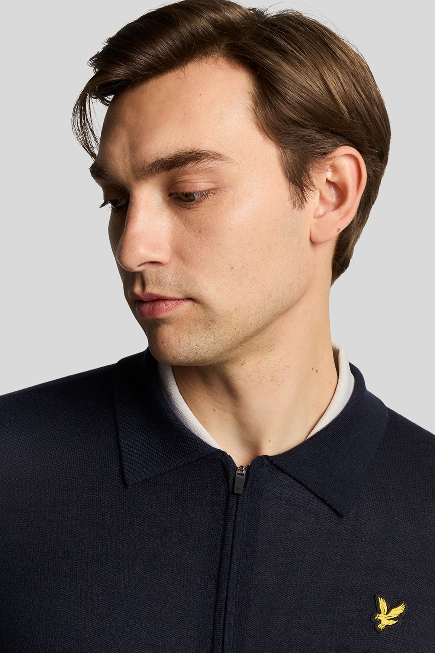 LIGHTWEIGHT KNITTED COLLARED CARDIGAN DARK NAVY 4