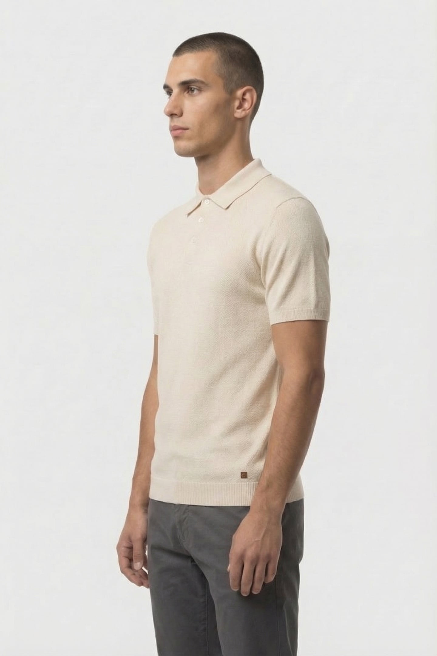 PULLOVER SHORT SLEEVE POLO BUTTON SOLID OFFWHITE 3