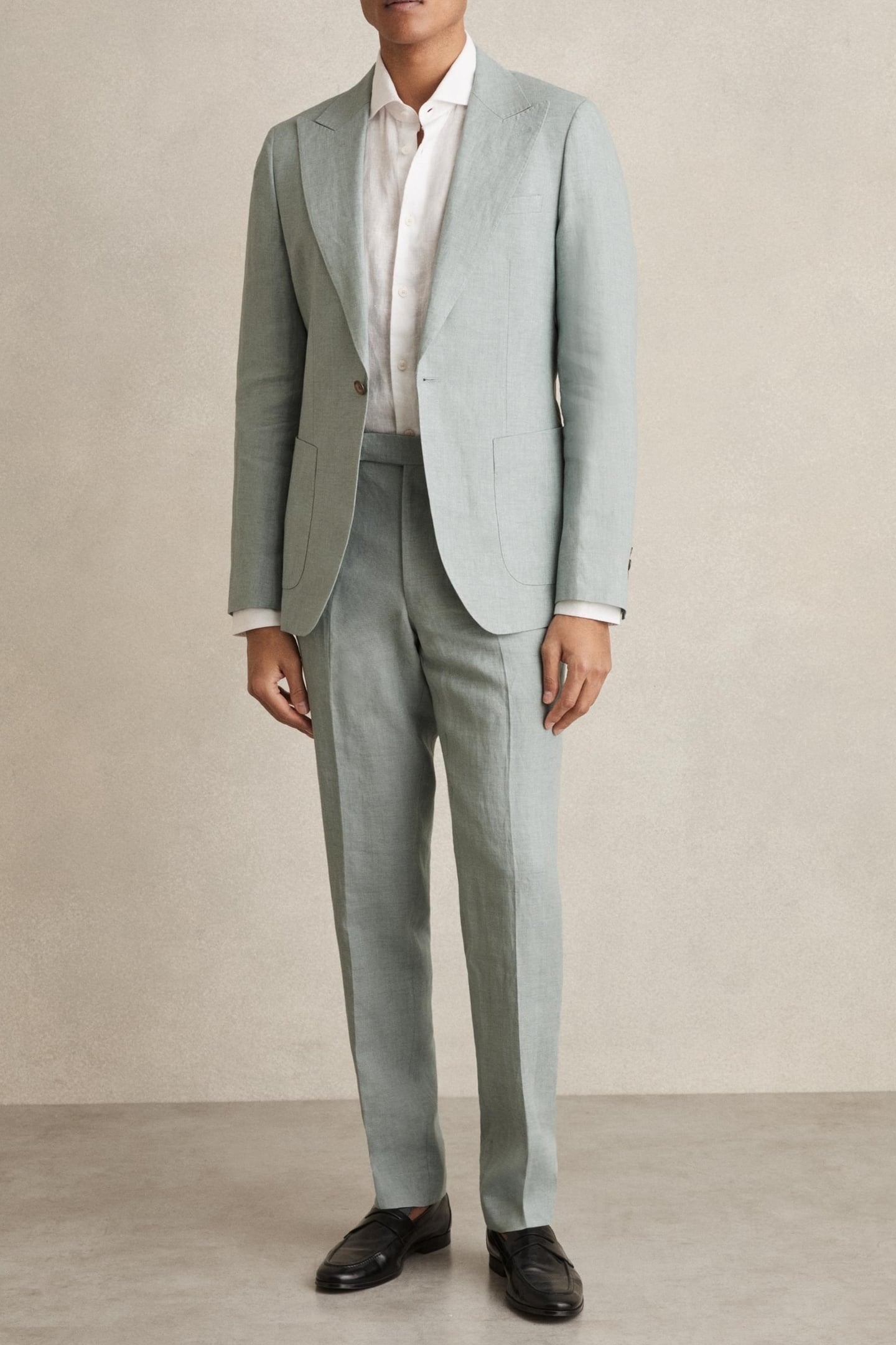 LINEN SLIM MIXER TROUSER OCEAN GREEN 1