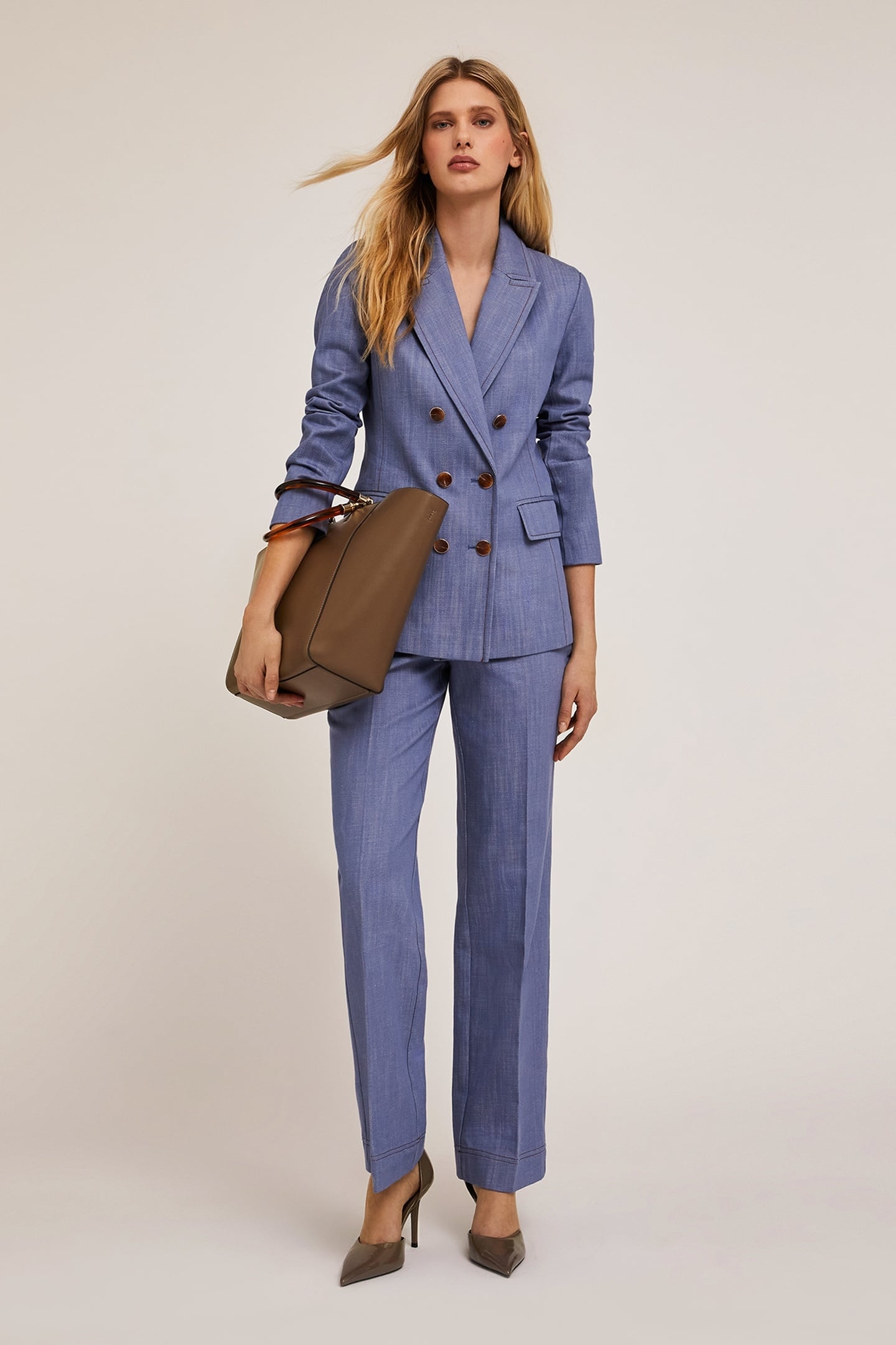 COTTON CANVAS WIDE TROUSERS LIGHT BLUE 3