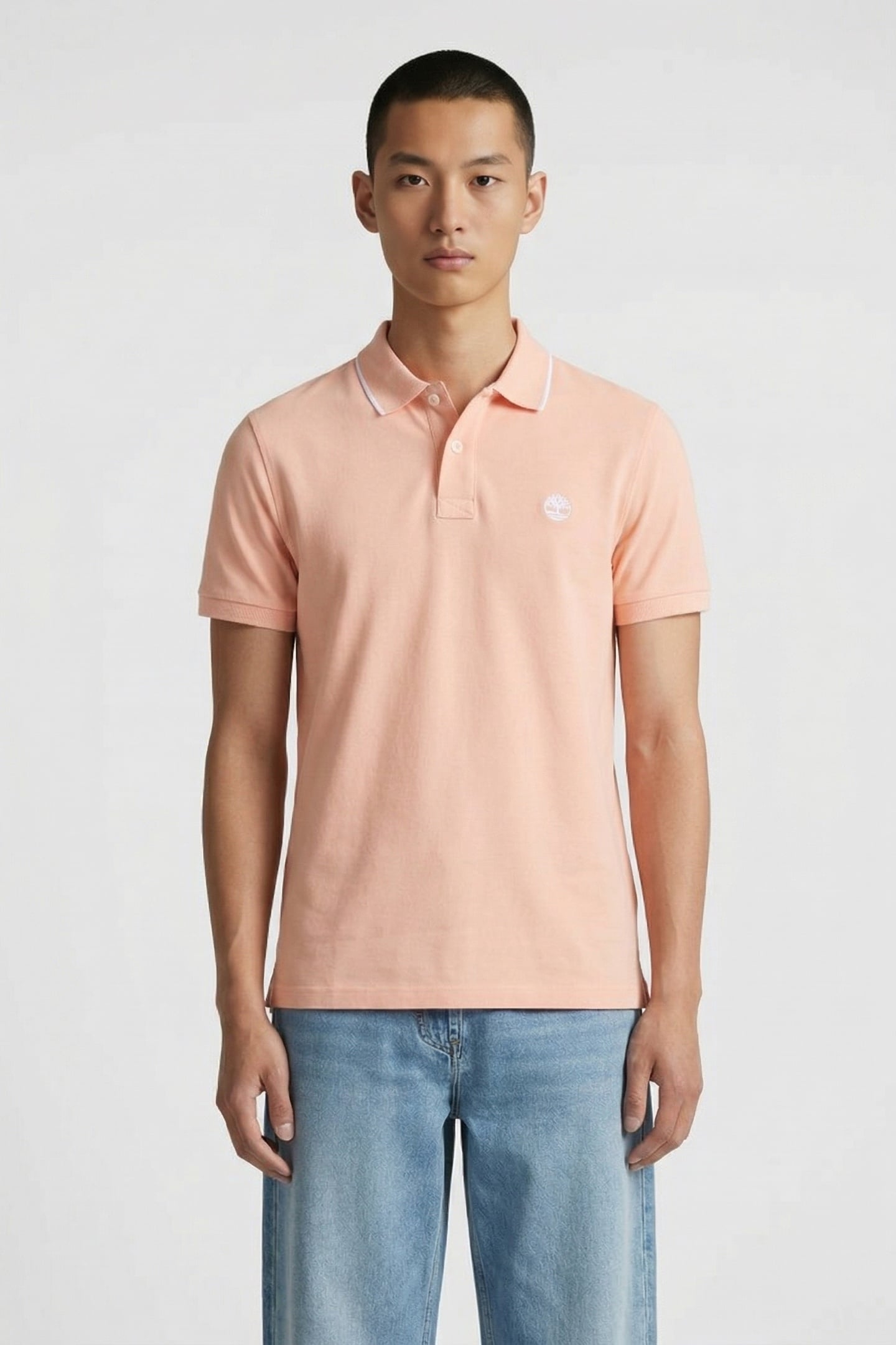 MILLERS RIVER PRINTED SHORT SLEEVE POLO TROPICAL PEACH 1