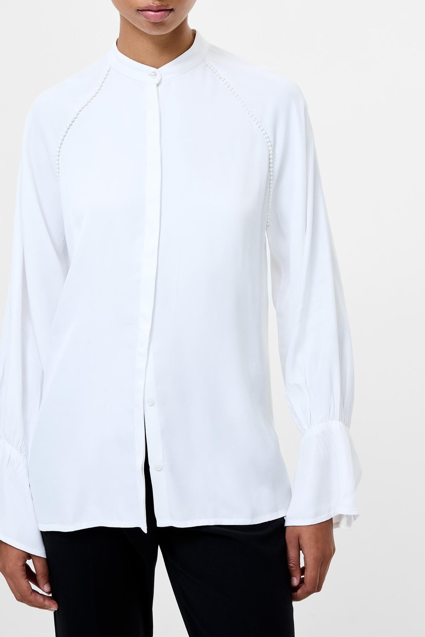 CANDICE SATIN PEARL TRIM SHIRT WINTER WHITE 1