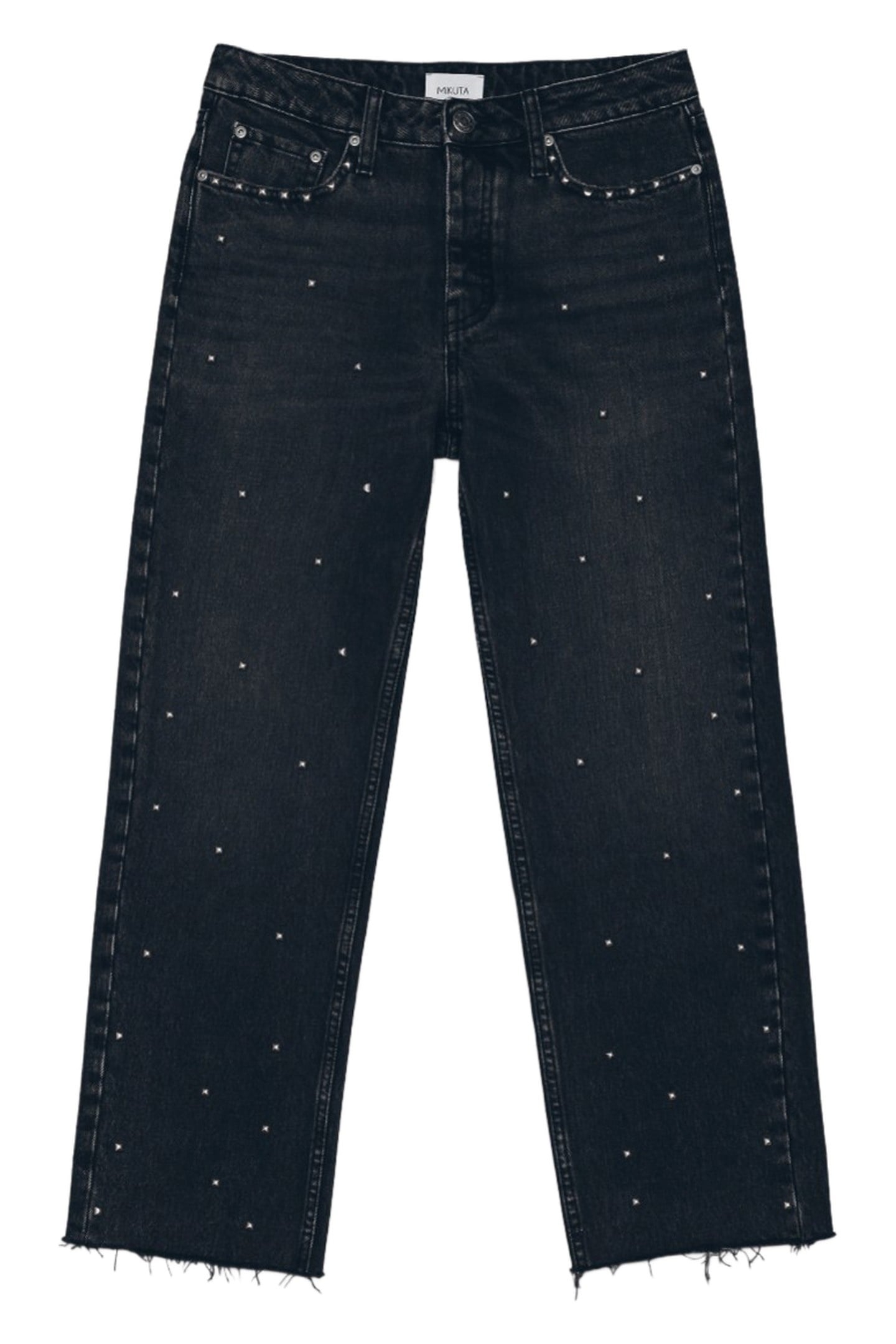 THE BLACK STUDDED CROPPED STRAIGHT JEANS BLACK 2