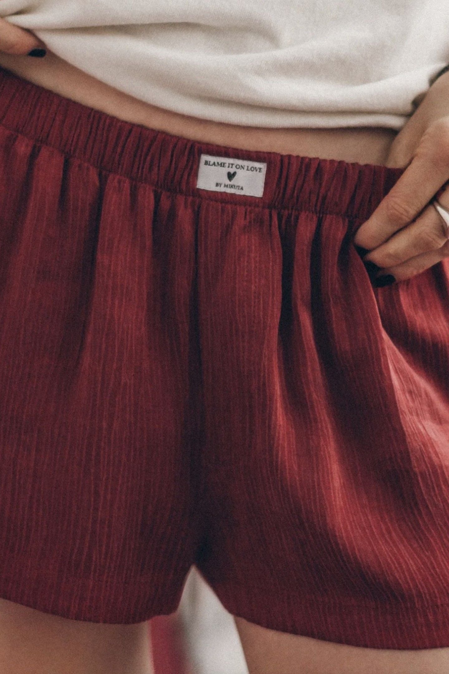 THE RED CRINKLE BOXER SHORTS RED 2