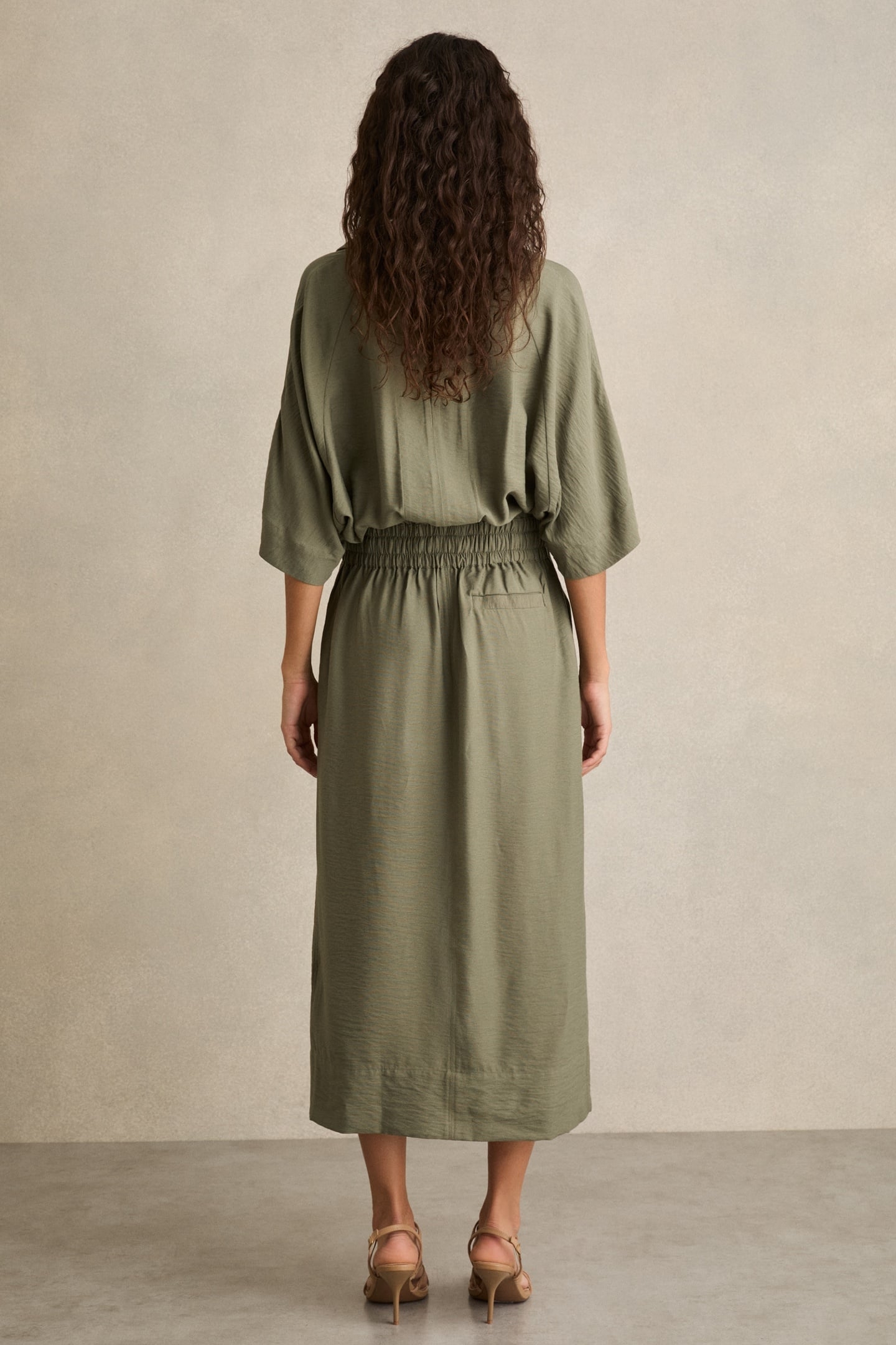 SLEEVED SHIRT DRESS KHAKI 2