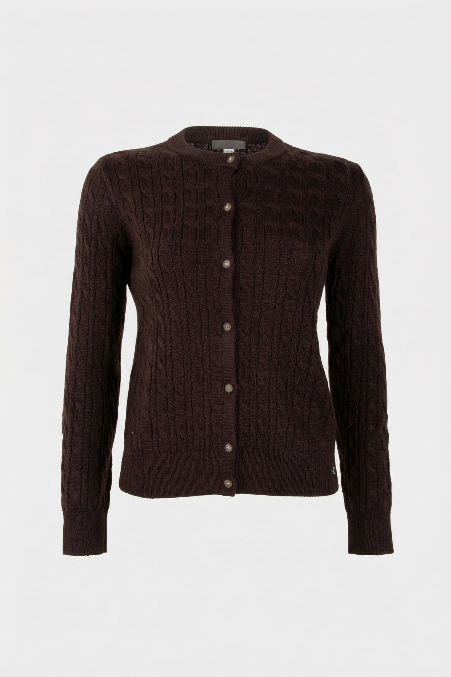 WOOL CABLE CREWNECK MOCHA BROWN 3