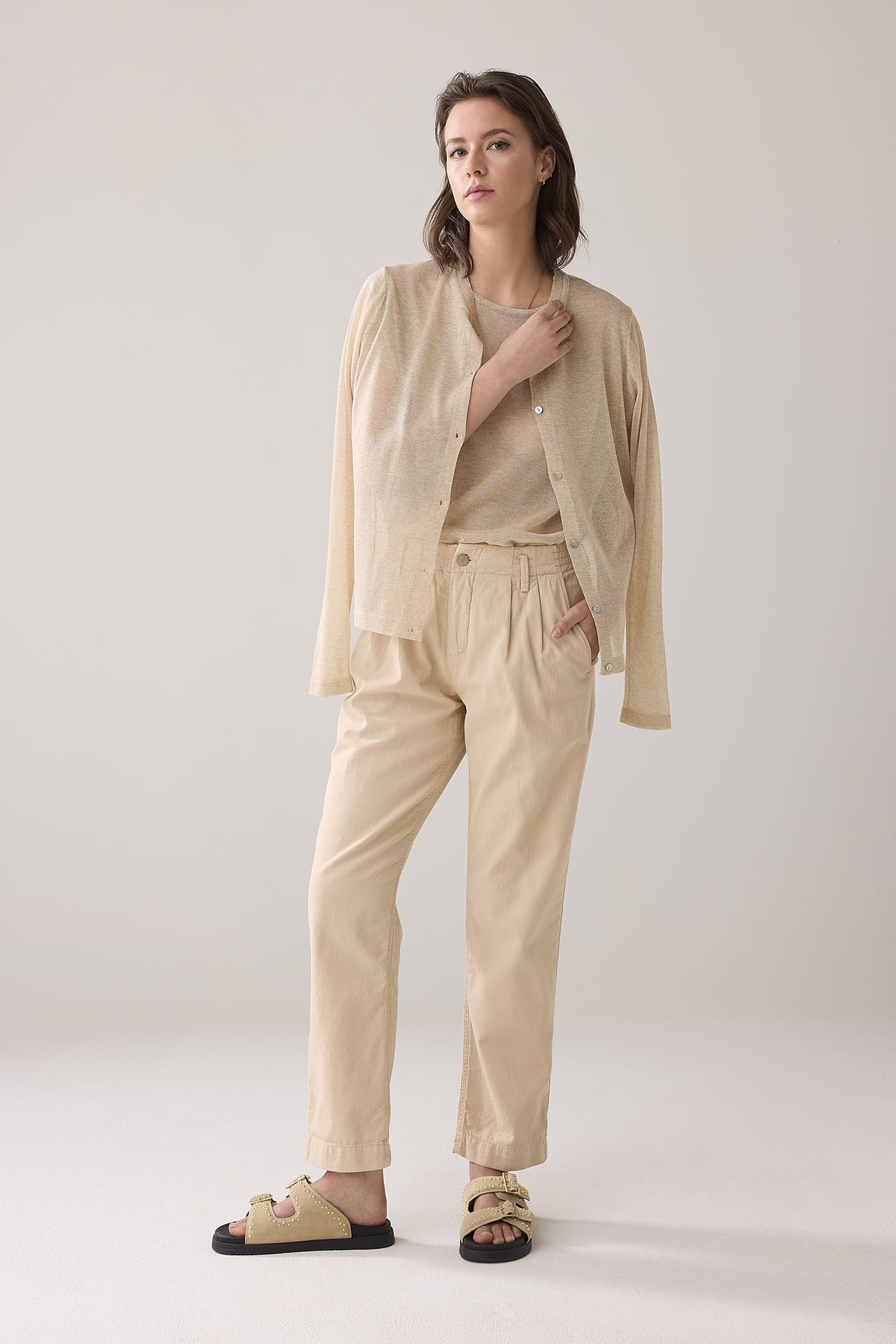 TAPERED CHINO COTTON LINEN TWILL SESAME 2