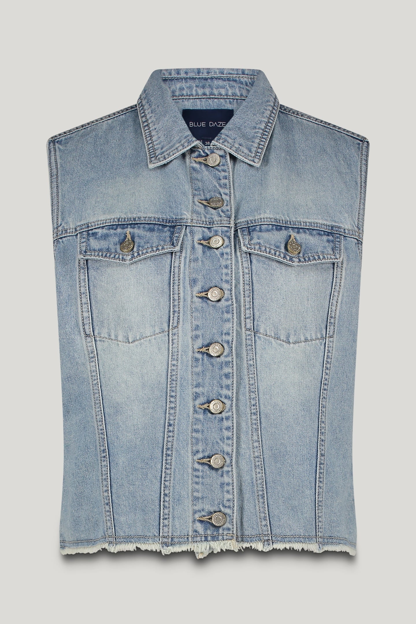 DENIM GILET VINTAGE COTTON TWILL VINTAGE BLUE DENIM 4