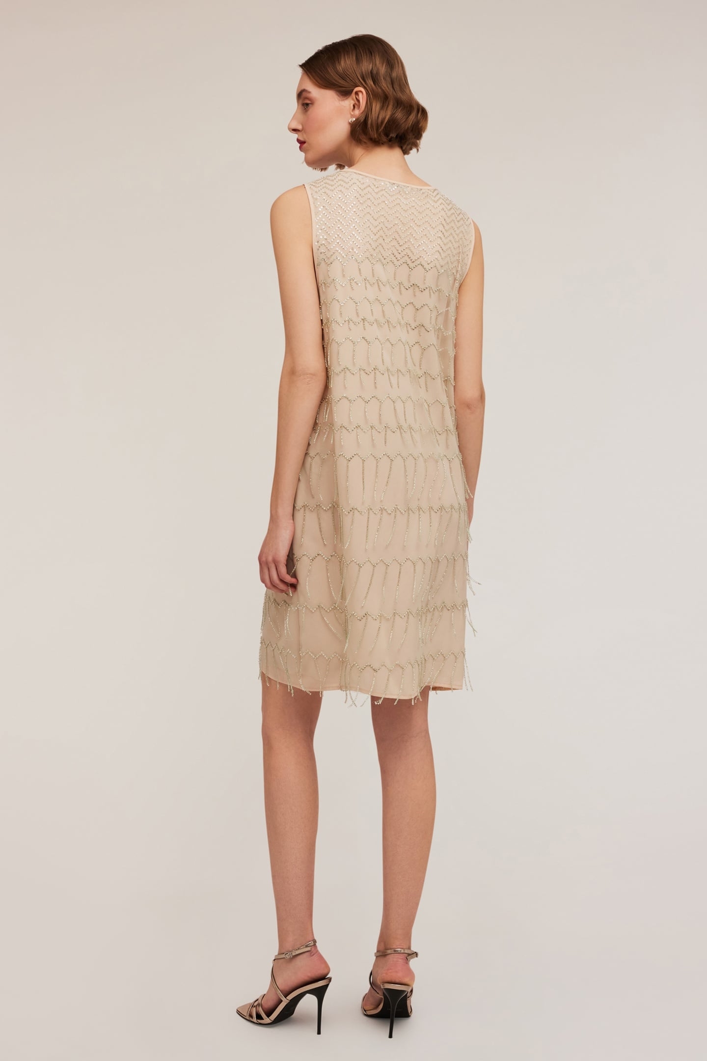 EMBROIDERED DRESS WITH FRINGES BEIGE 2