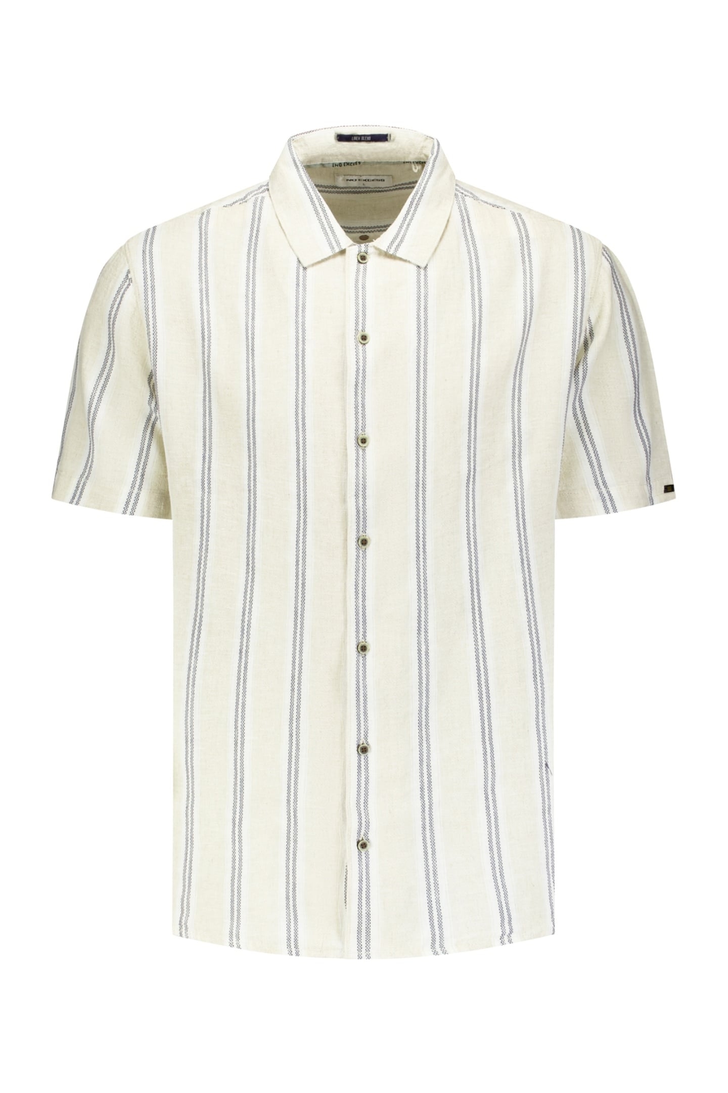 SHIRT SHORT SLEEVE DOBBY VERTICAL STRIPE WITH LINEN CEMENT 1
