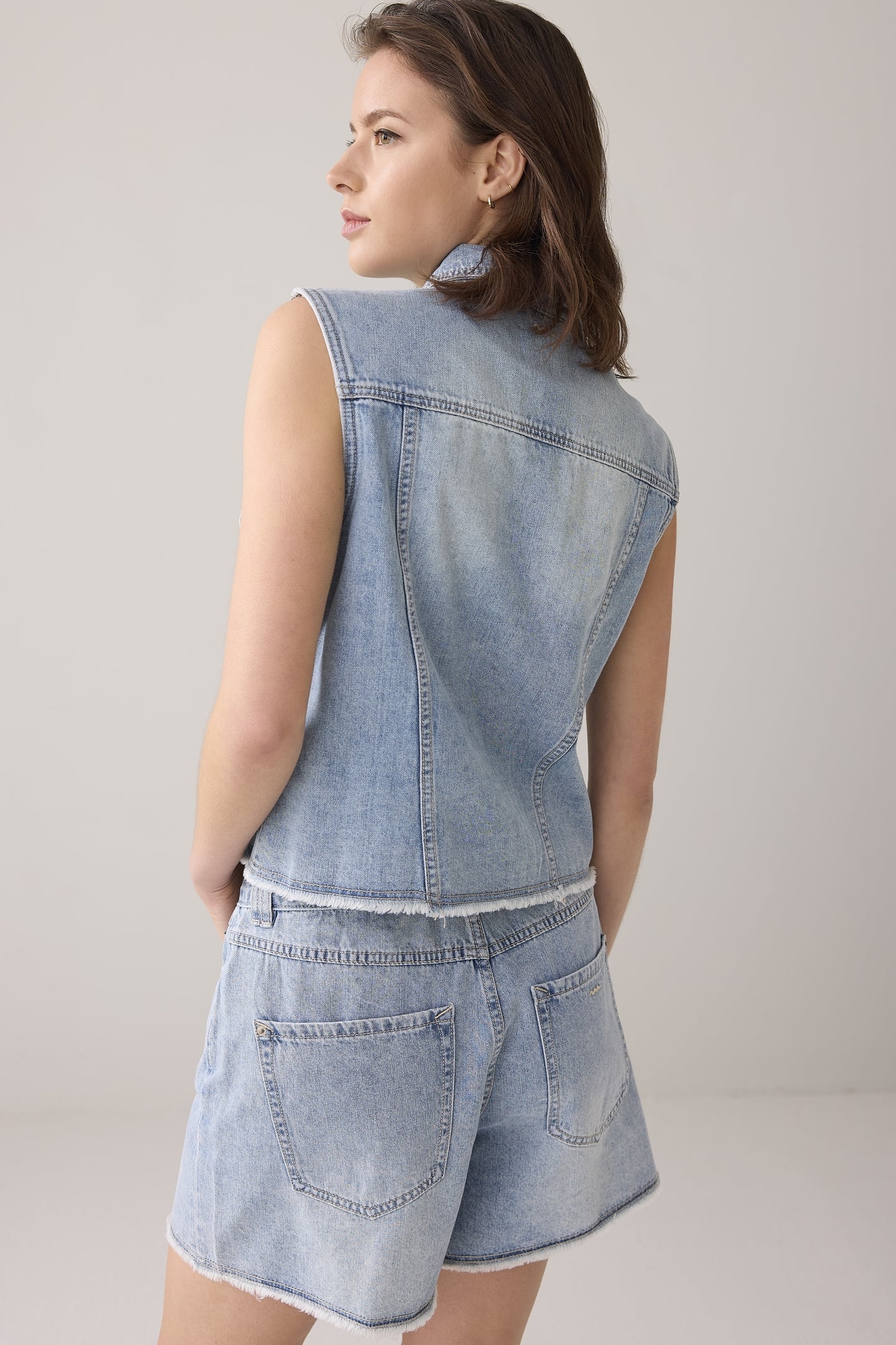 DENIM GILET VINTAGE COTTON TWILL VINTAGE BLUE DENIM 2