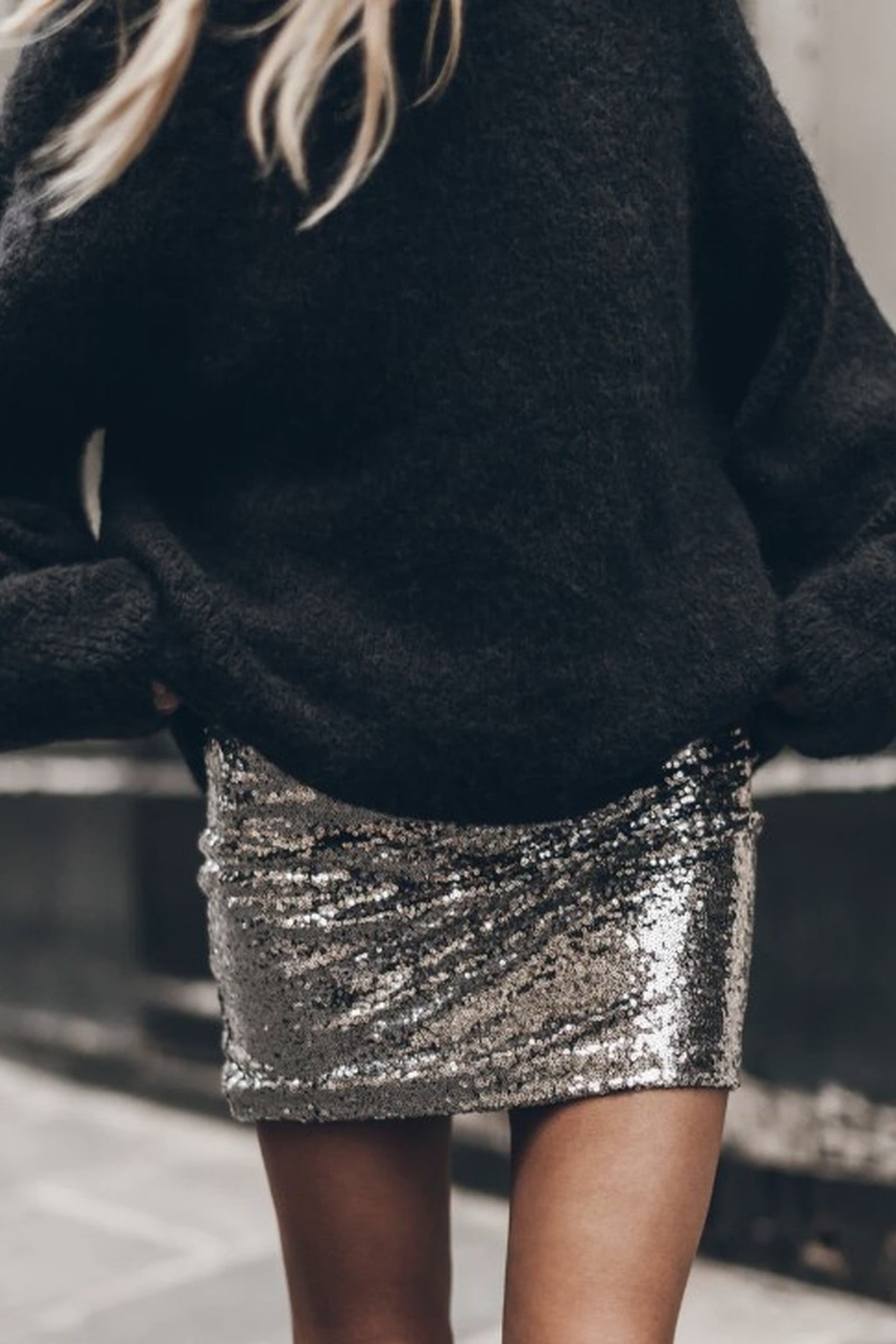 THE DARK MINI SEQUIN SKIRT BLACK 1