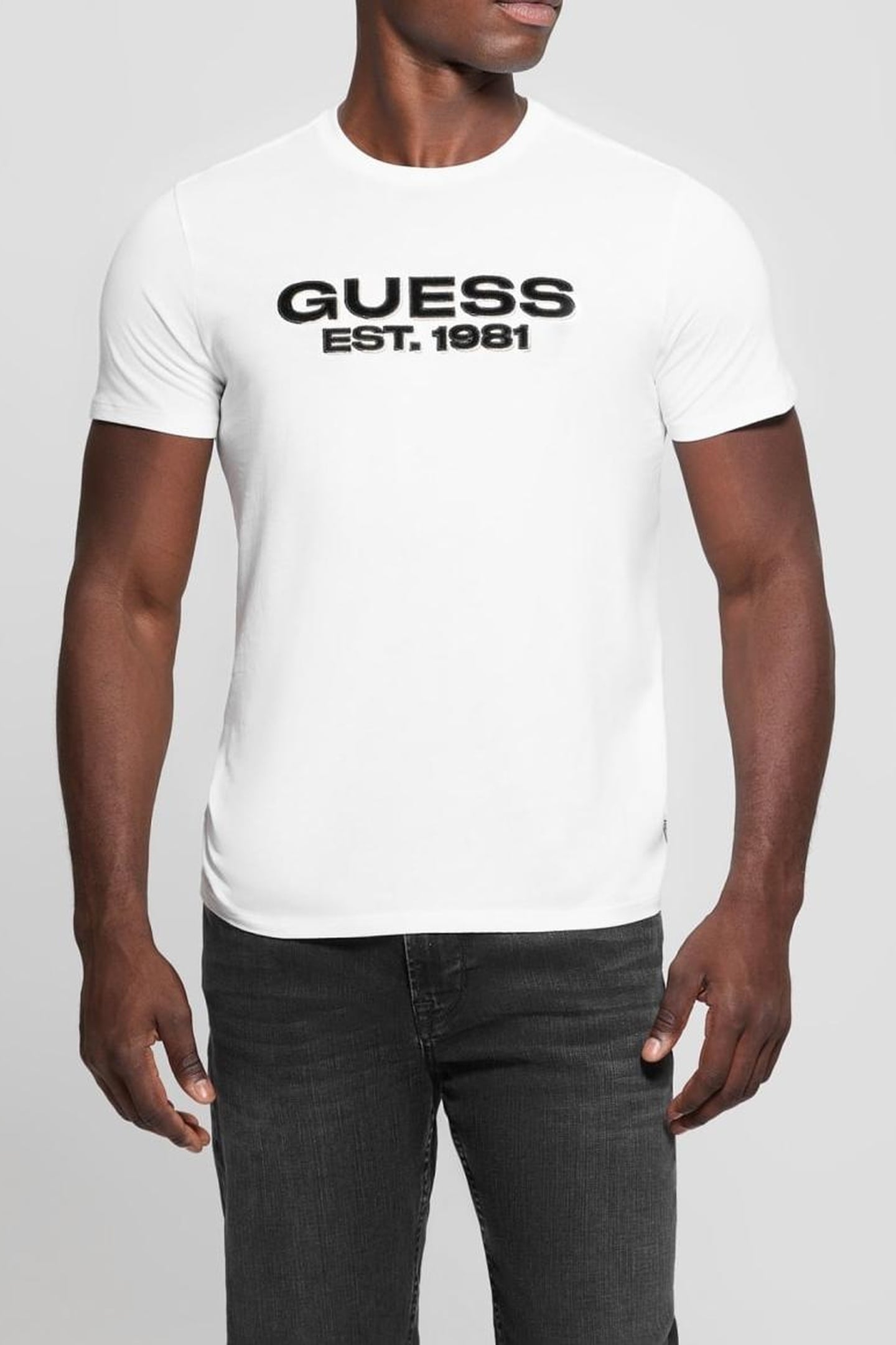GUESS ECO SS BSC VELVET LOGO T PURE WHITE 5