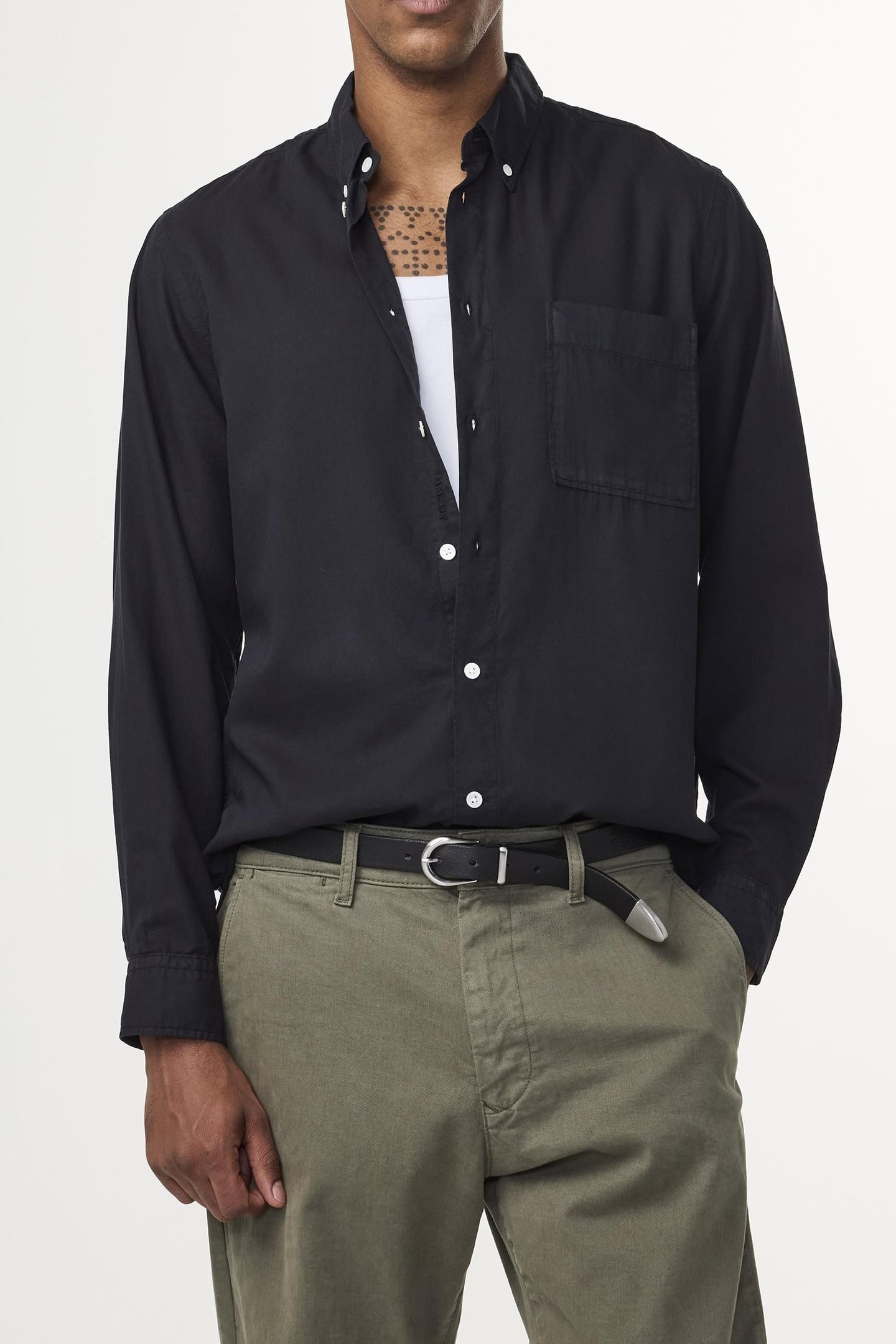 ARNE BD LONG SLEEVE BUTTON DOWN SHIRT, NORMAL FIT, BLACK 1