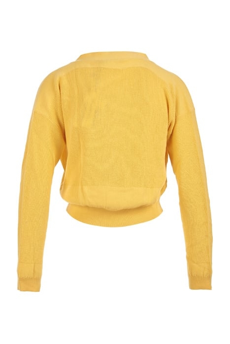 SHORT FANCY V-NECK CARDIGAN YELLOW 2