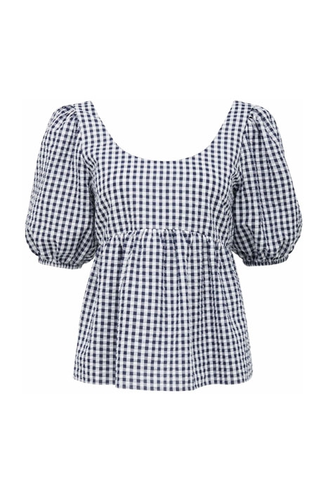 YASMINA PUFF SLEEVE BABYDOLL BLOUSE GINGHAM 1