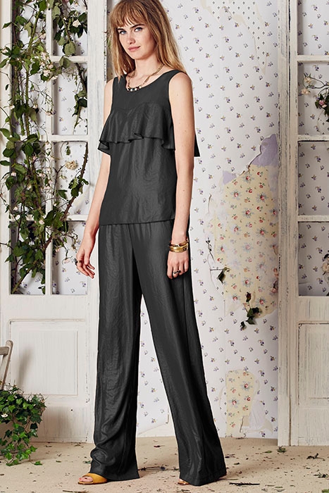 LAMINATED CHIFFON TROUSERS NEGRO 1