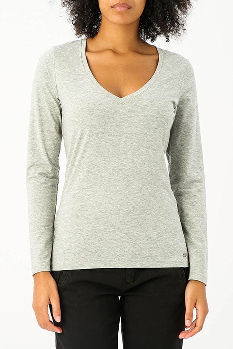 V-NECK T-SHIRT LS LUREX STITCH 1