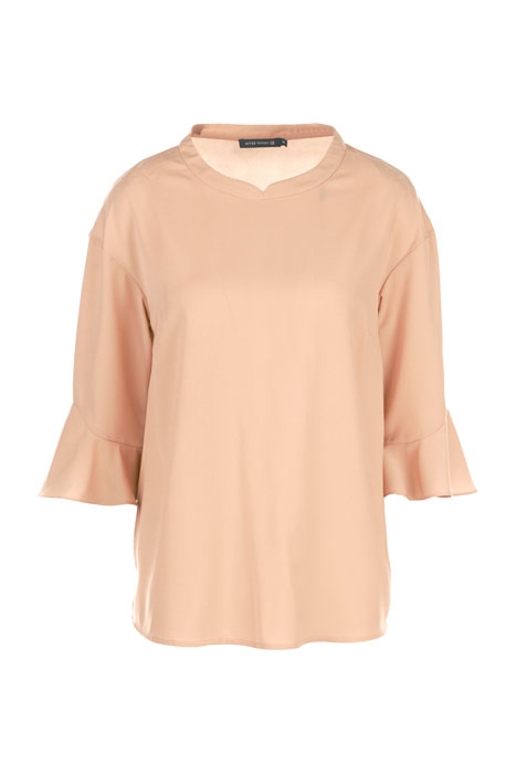 SHIRT MOCKNECK COL FLARED SL BROWN 1