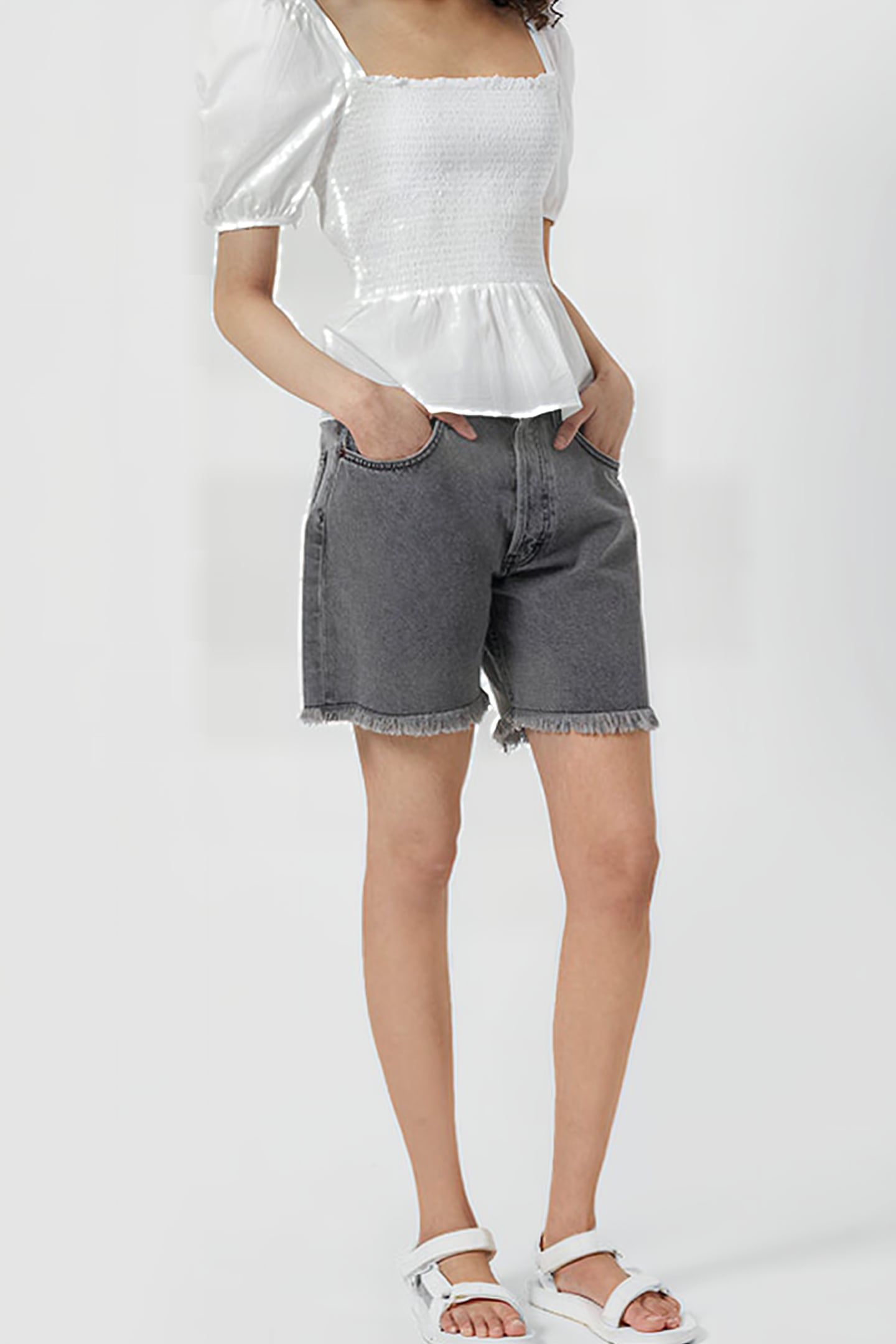 ARTINA SMOCKED TOP SOLID SUMMER WHITE 3