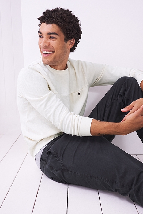 MILTON ZIG ZAG WAFFLE TEE LGT NAT 4