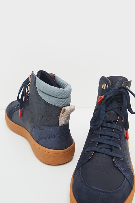 LEATHER AND SUEDE HIGH TOP T NAVY 4