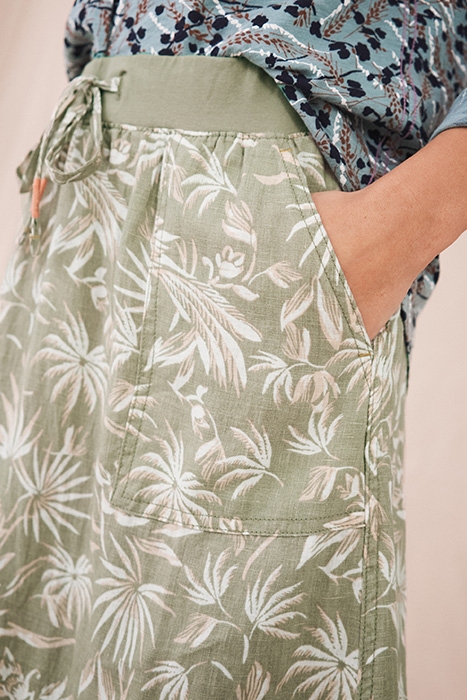 EFFIE LINEN SKIRT GREEN MLT 4