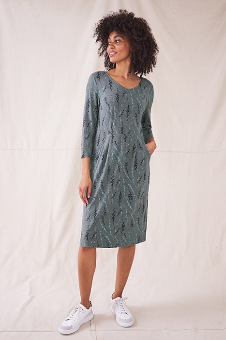 TESS ECO VERO JERSEY DRESS GREY MULTI 2