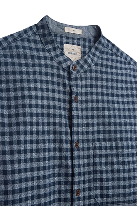 GORSE GRANDAD SLIM CHECK SHIRT DARK NAVY 5