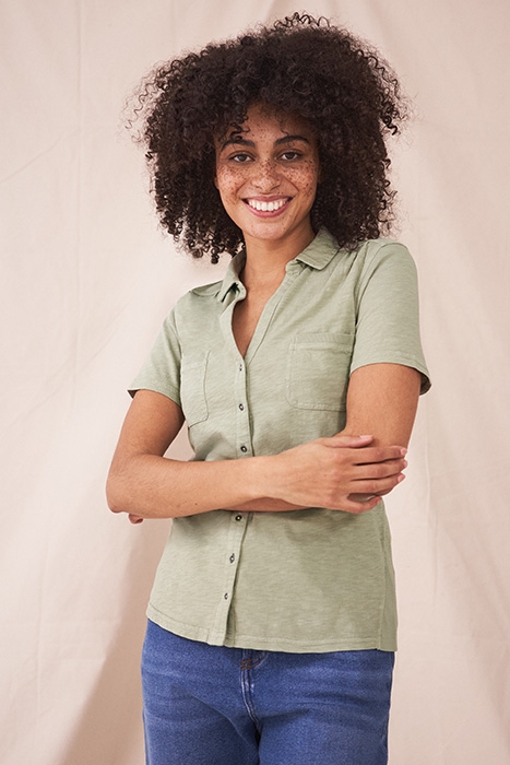 PENNY POCKET JERSEY SHIRT DUSTY GREEN 2