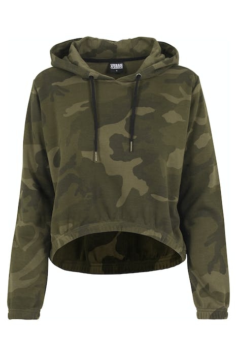 LADIES CAMO CROPPED HOODY OLIVE CAMO 1